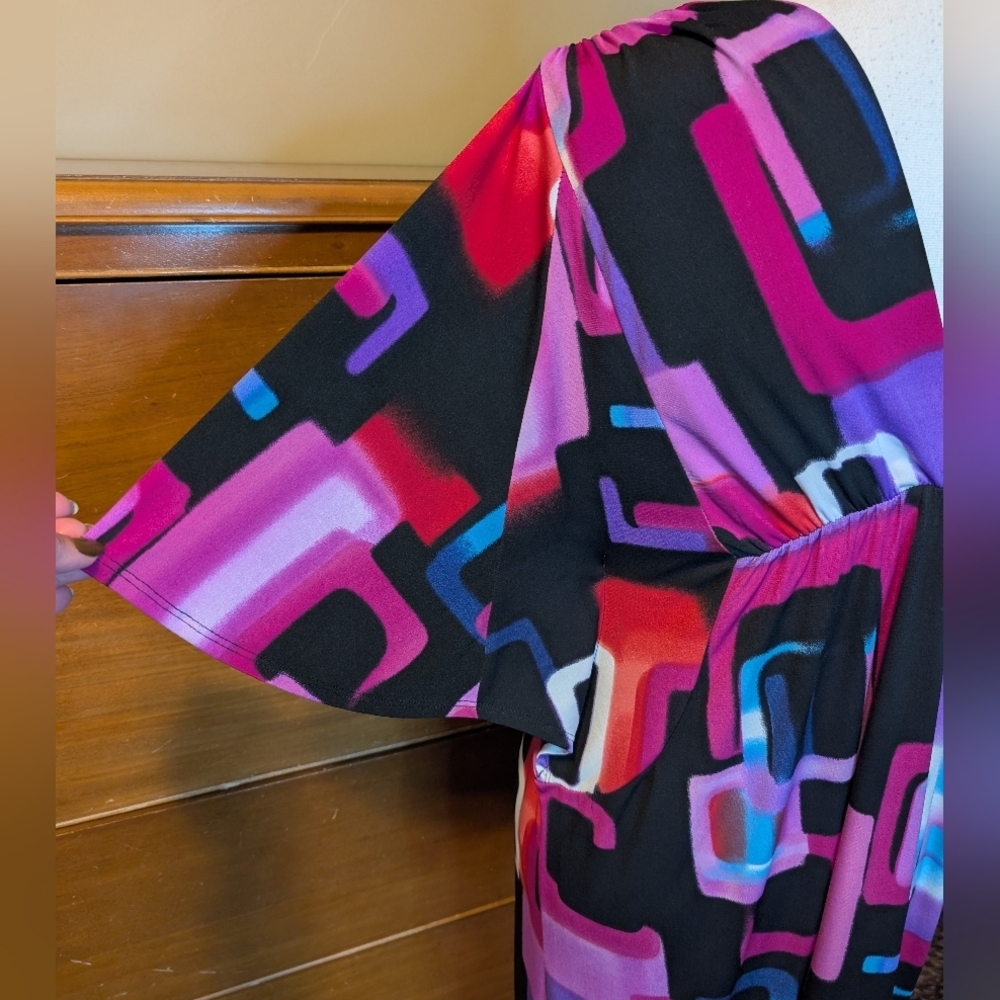 Studio Y Multicolor Block V-neck V-back Mini Dress SZ M - Picture 6 of 11
